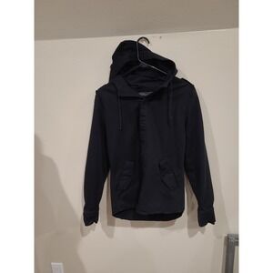 Doppelganger Men SZ S black hooded button front light weight layer jacket street